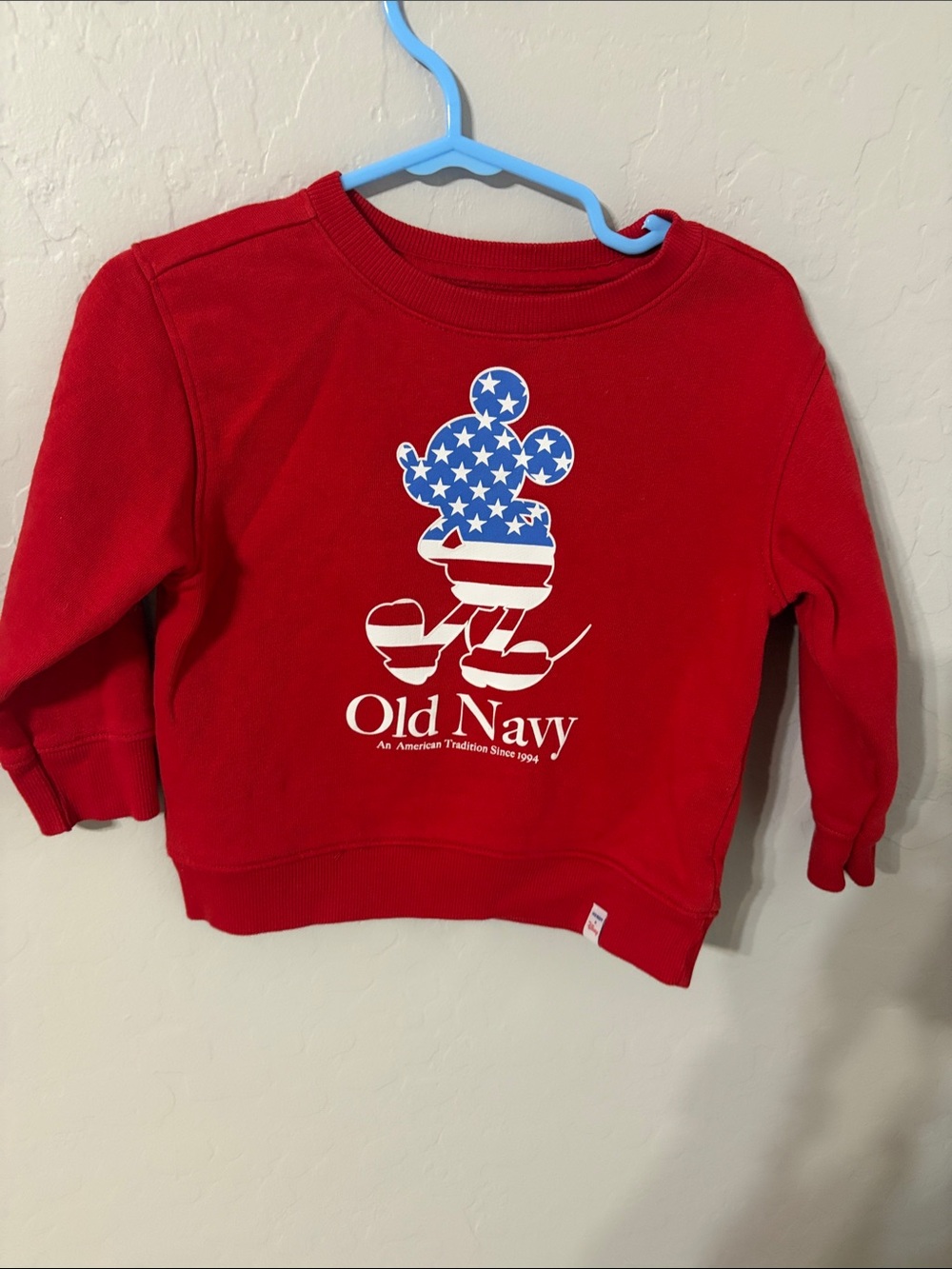 Old Navy Red Kids' Sweatshirt with American Flag Mickey Graphic